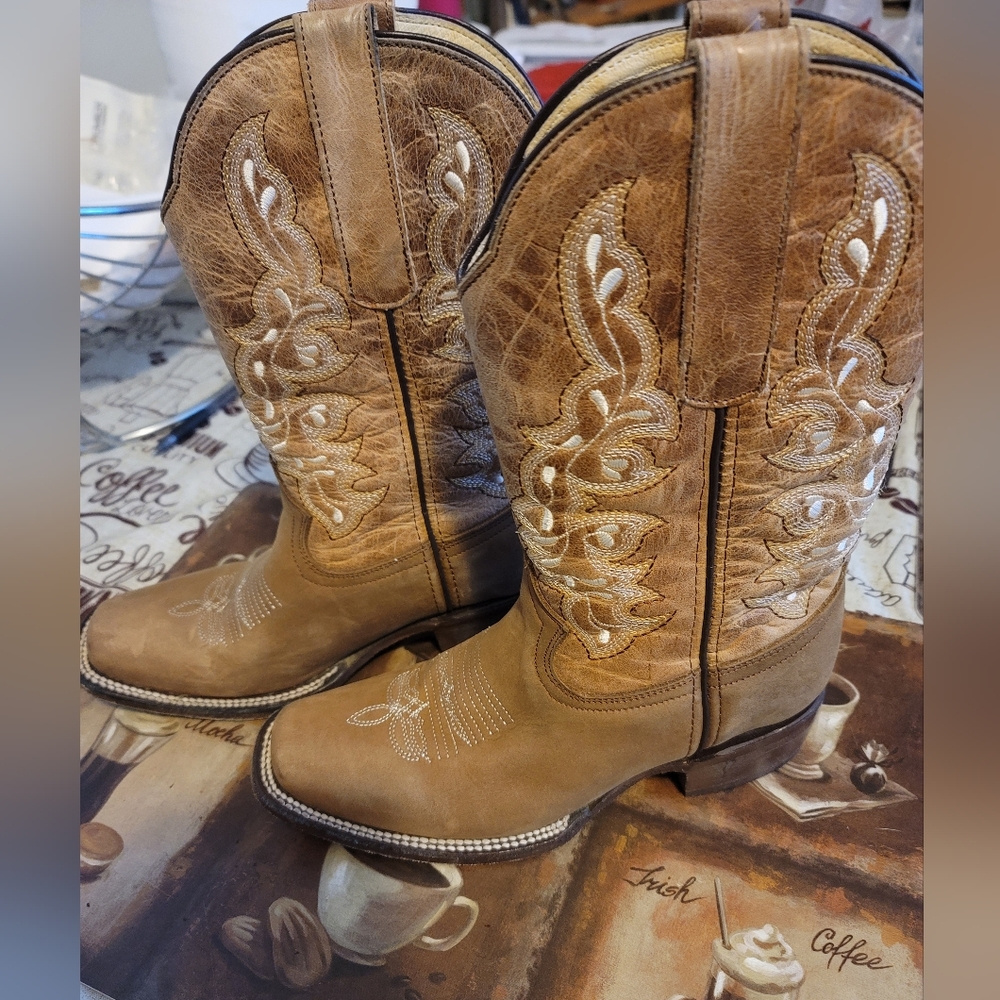 POTRILLO Western Wear Square Toe Leather Cowgirl Boots